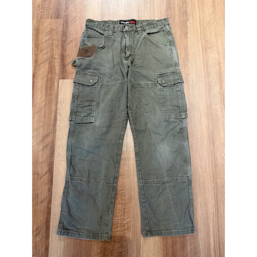 Wrangler Riggs Cargo Pants Mens 32x30 Green Workwear Utility Trousers 3WAC6LD